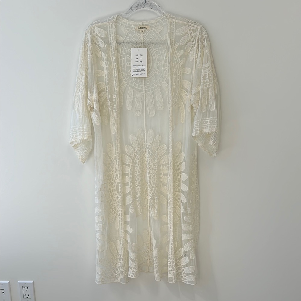 Rebellion Sz S Ivory Lace Swim Cover-Up • NWT!